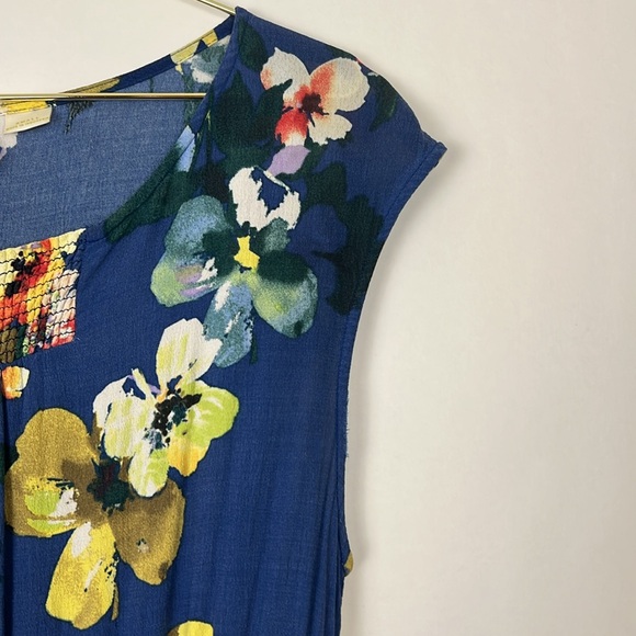 Maeve Anthropologie Evaline sleeveless A-line Floral Blue Dress S - Picture 6 of 13